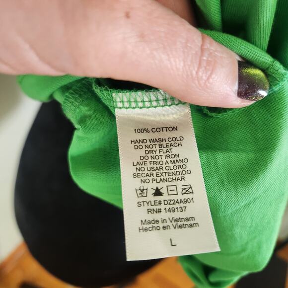 DOUBLE ZERO Green Open Back Short Sleeve Top, Size Large - Picture 7 of 9